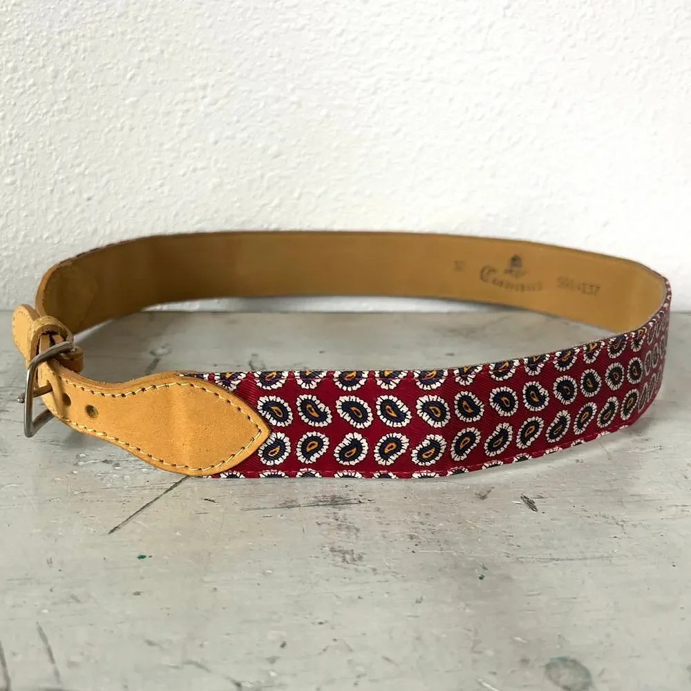Canterbury Red Paisley Satin & Leather Belt dress belt glam luxury formal 32